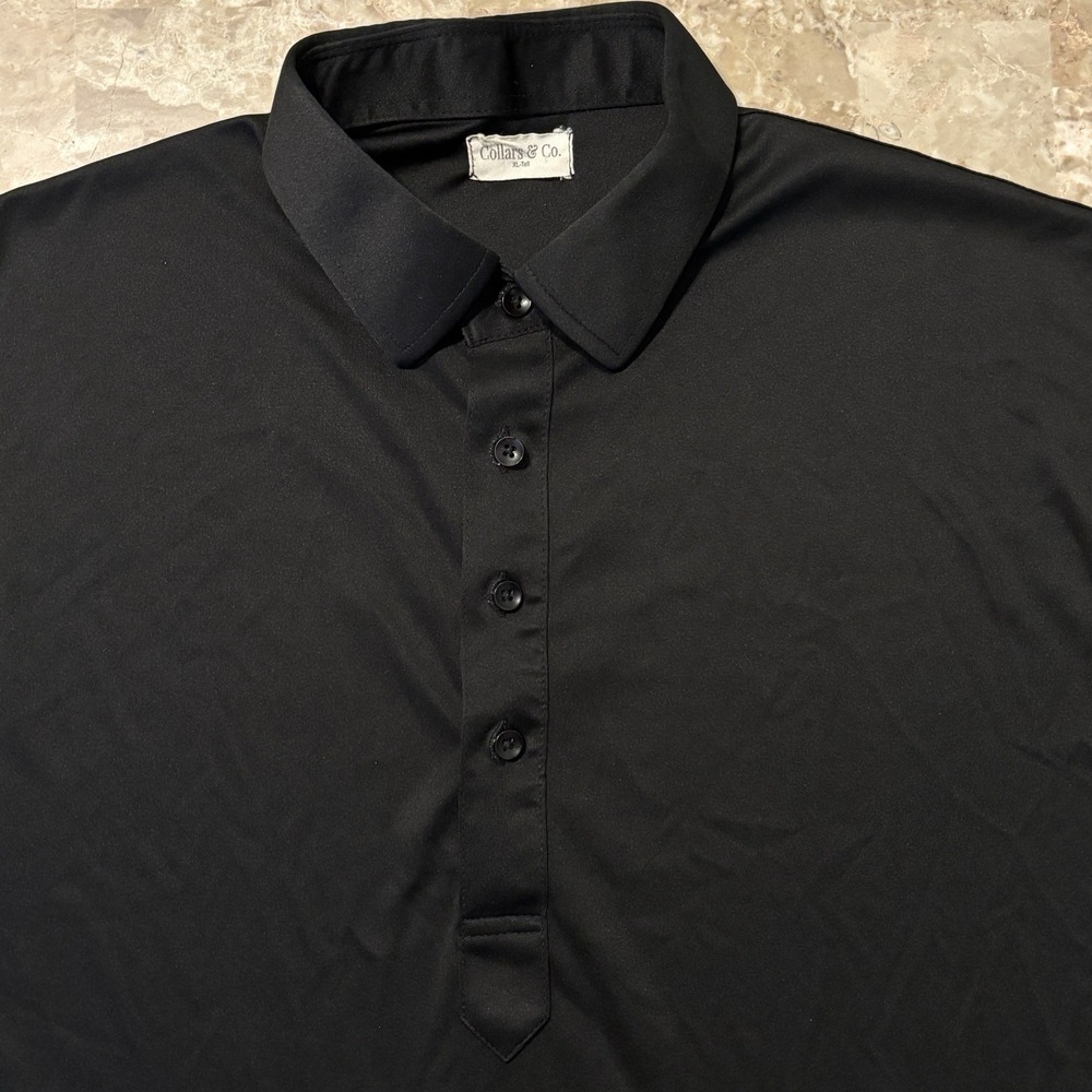 Collars And Co Polo Shirt Mens XL Tall XLT Black Short Sleeve Dress Collar